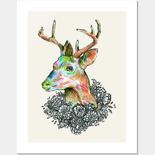 Floral Deer 2. Wall Art by FanitsaArt